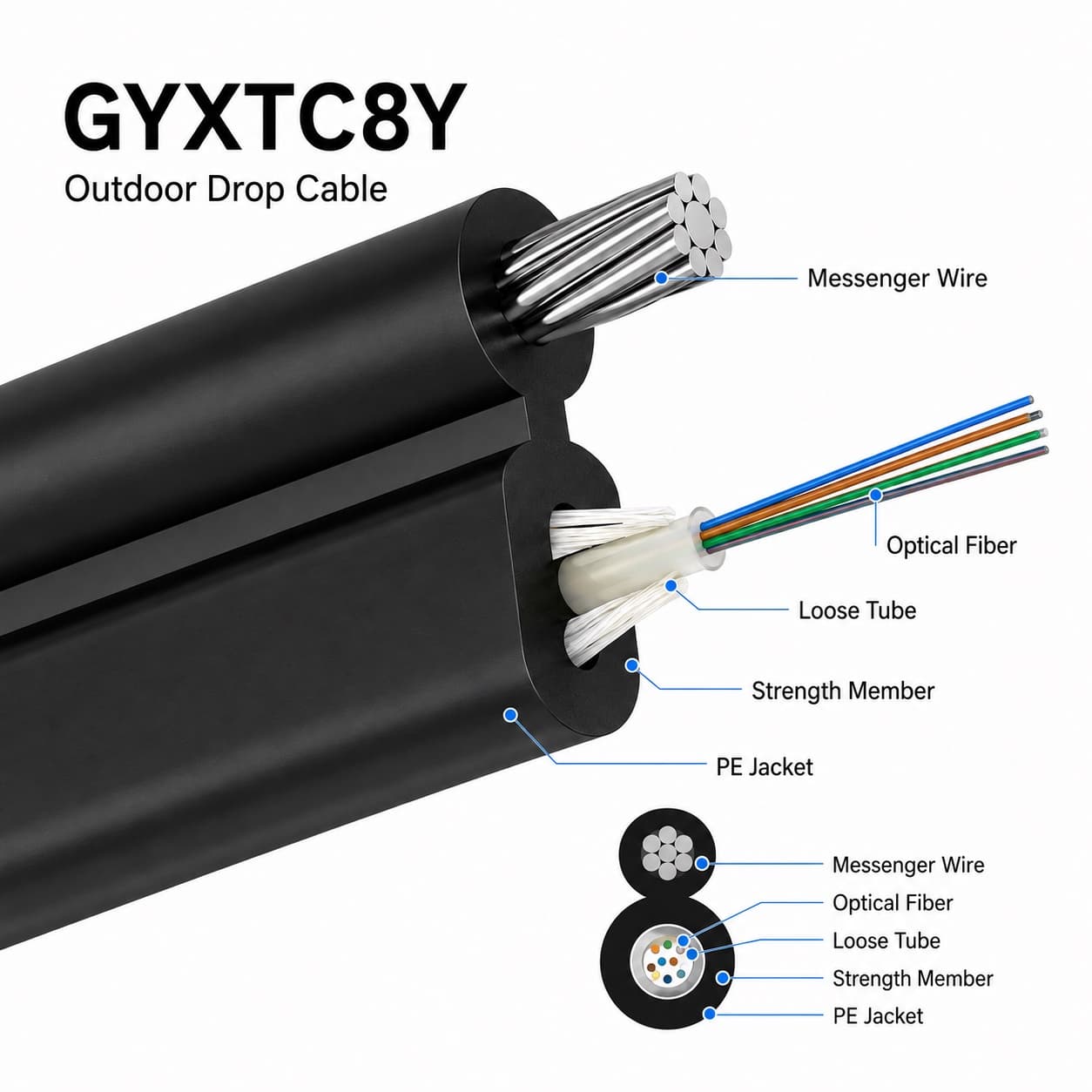 GYXTC8Y Figure 8 Outdoor Drop Cable detail 2